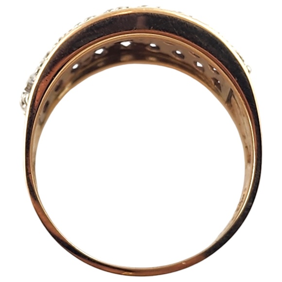 14 Karat Yellow Gold Diamond Pave Wide Band Ring Size 7.75 #19028 - Picture 4 of 8